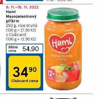 Tesco Hami masozeleninový příkrm nabídka