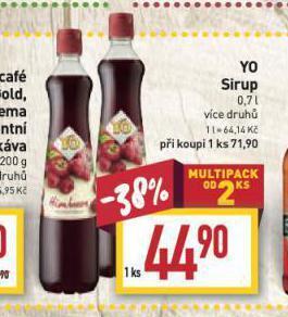 Billa Yo sirup nabídka