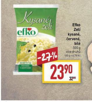 Billa Efko zelí nabídka