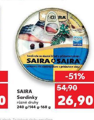 Kaufland Saira sardinky nabídka