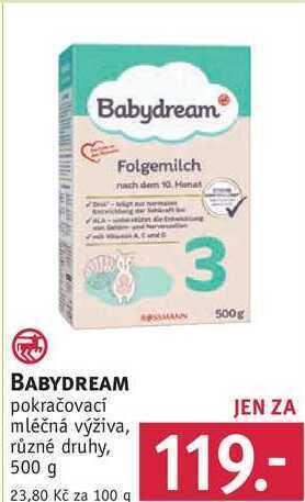 Rossmann Babydream pokračovací mléčná výživa, 500 g nabídka