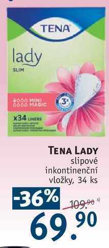 Rossmann Tena lady slipové inkontinenční vložky, 34 ks nabídka