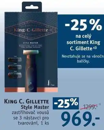 Rossmann King c. gillette style master zastřihovač vousů se 3 nástavci pro tvarování nabídka