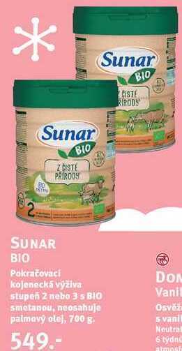 Rossmann Sunar bio pokračovaci kojenecká výživa, 700 g nabídka