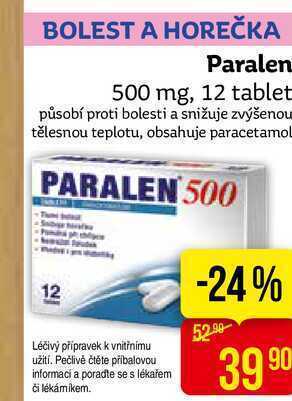 Teta Paralen 500 mg, 12 tablet nabídka