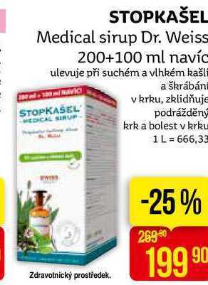 Teta Stopkašel medical sirup dr. weiss 200+100 ml navíc nabídka