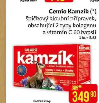 Cemio kamzík (*) špičkový kloubní přípravek, obsahující 2 typy kolagenu a vitamín c 60 kapslí