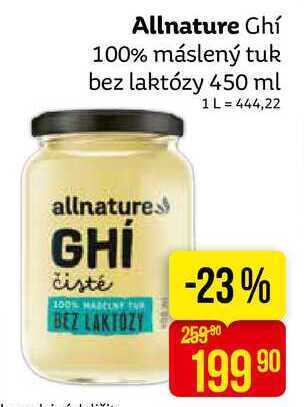 Teta Allnature ghí 100% máslený tuk bez laktózy 450 ml nabídka
