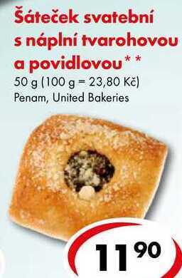 Šáteček svatební s náplní tvarohovou a povidlovou, 50 g