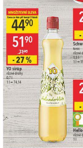 Globus Yo sirup nabídka