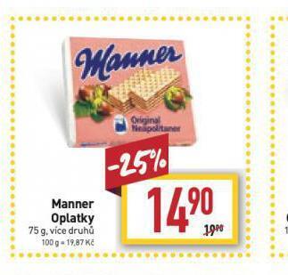 Billa Manner oplatky nabídka