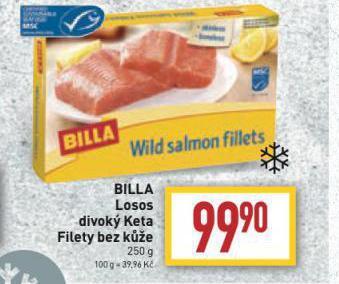 Billa Billa losos divoký keta filety bez kůže nabídka