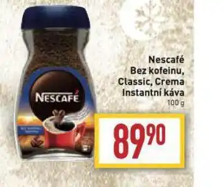 Billa Nescafé bez kofeinu, classic, crema instantí káva nabídka