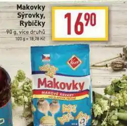 Billa Makovky, sýrovky, rybičky nabídka