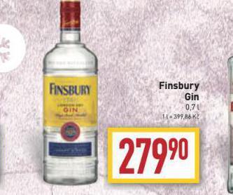 Billa Finsbury gin nabídka