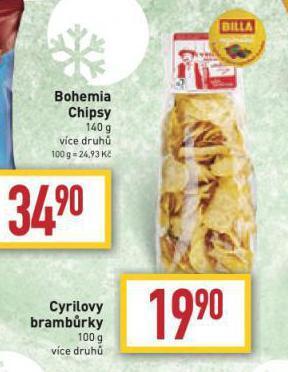 Billa Cyrilovy brambůrky nabídka