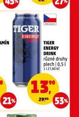 Penny Market Tiger energy drink nabídka