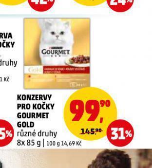 Penny Market Gourmet gold konzerva pro kočky nabídka