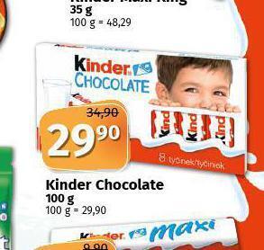 Coop Kinder chocolate nabídka