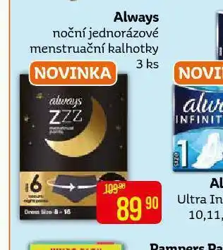 Teta Always noční jednorázové menstruační kalhotky nabídka