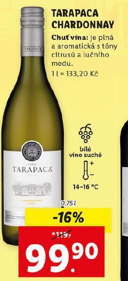 Lidl Tarapaca chardonnay nabídka