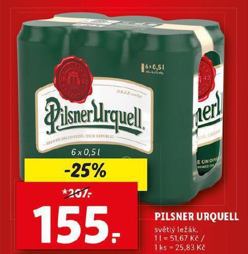 Lidl Pivo pilsner urquell nabídka