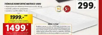 Lidl 7zónová komfortní matrace vahu nabídka