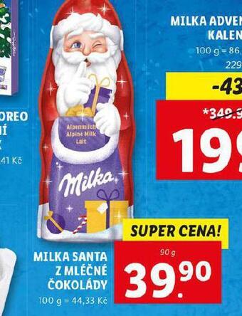 Lidl Milka santa z mléčné čokolády nabídka