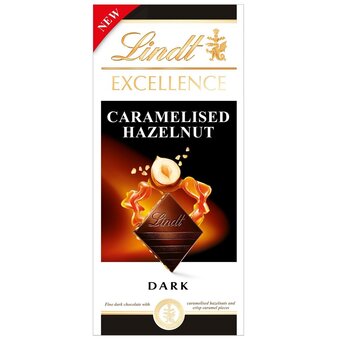 Lindt excellence hořká čokoláda s karamelizovanými lískovými ořechy a křupavými kousky karamelu
