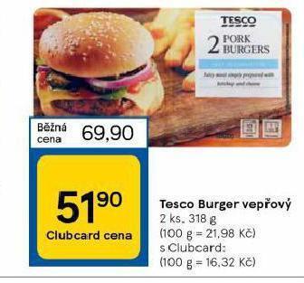 Tesco Tesco burger vepřový nabídka