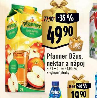 Albert Pfanner džus, nektar a nápoj nabídka