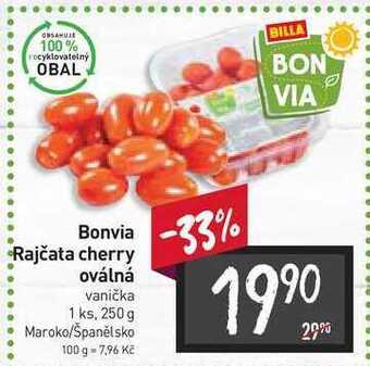 Billa Bonvia rajčata cherry oválná vanička 1 ks, 250 g nabídka
