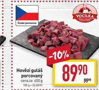 Billa Hovězí guláš porcovaný cena za 400 g nabídka