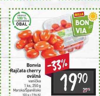Billa Bonvia rajčata cherry oválná vanička 1 ks, 250 g nabídka