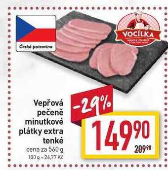 Billa Vepřová pečeně minutkové plátky extra tenké cena za 560g nabídka