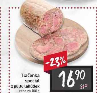 Billa Tlačenka speciál z pultu lahůdek cena za 100 g nabídka