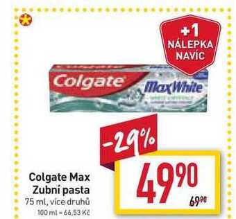 Billa Colgate max zubní pasta 75 ml nabídka