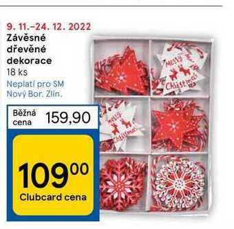 Tesco Závěsné dřevěné dekorace 18 ks nabídka