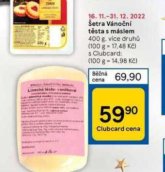 Tesco Šetra vánoční těsta s máslem 400 g nabídka