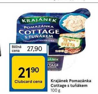 Tesco Krajánek pomazánka cottage s tuňákem 100 g nabídka