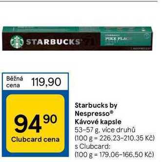 Tesco Starbucks by nespresso kávové kapsle 53-57 g nabídka