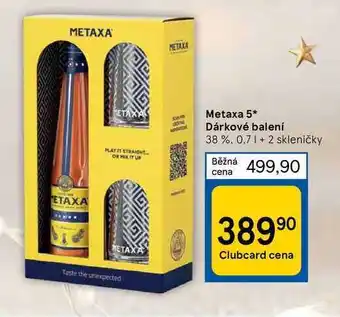 Tesco Metaxa 5* dárkové balení 38 %. 0.71 + 2 skleničky nabídka