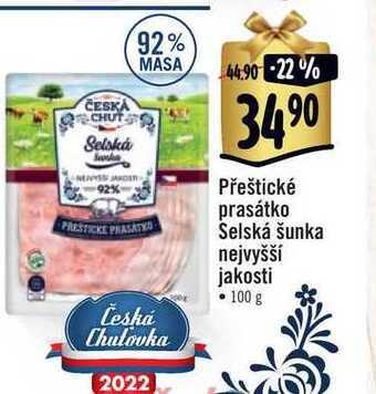 Albert Přeštické prasátko selská šunka nejvyšší jakosti • 100 g nabídka