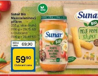 Tesco Sunar bio masozeleninový příkrm nabídka