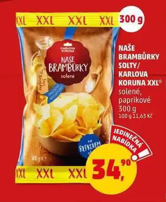 Penny Market Naše brambůrky solty xxl, 300 g nabídka