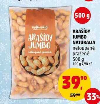 Penny Market Arašídy jumbo naturalia, 500 g nabídka
