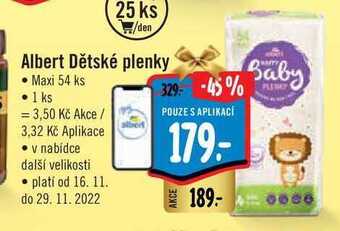 Albert Albert dětské plenky maxi 54 ks nabídka