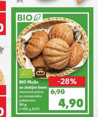 Kaufland Bio mušle se zlatým lnem nabídka