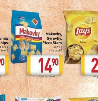 Billa Makovky, sýrovky, pizza stars nabídka
