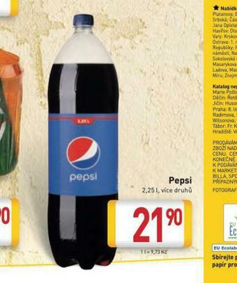 Billa Pepsi 2,25l nabídka